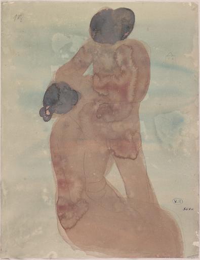 'DEUX FEMMES NUES ; L'UNE ASSISE ET L'AUTRE DEBOUT CONTRE ELLE'