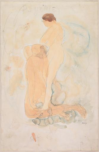 'PSYCHE, DEUX FEMMES NUES ; L'UNE EST AGENOUILLEE CONTRE L'AUTRE QUI SE TIENT DERRIERE ELLE'