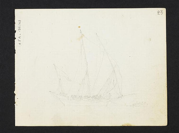 Cinq croquis d'un petit navire