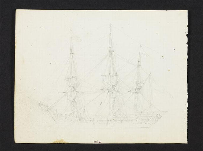 Croquis d'un navire à trois mâts