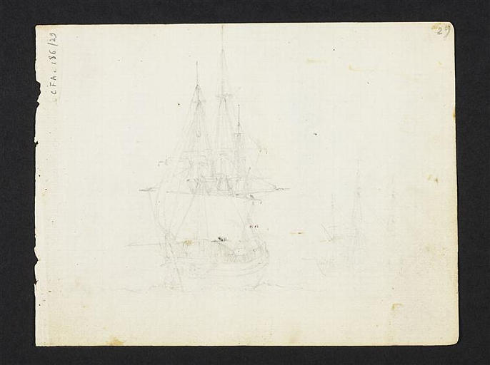 Croquis de deux importants voiliers