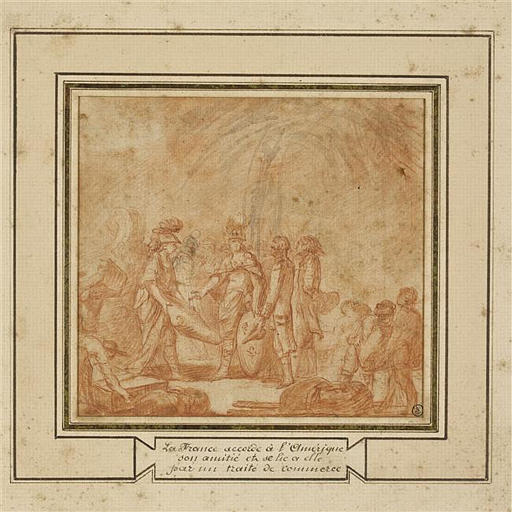 Allégorie du Traité de Commerce entre la France et les Etats-Unis signé le 6 février 1778