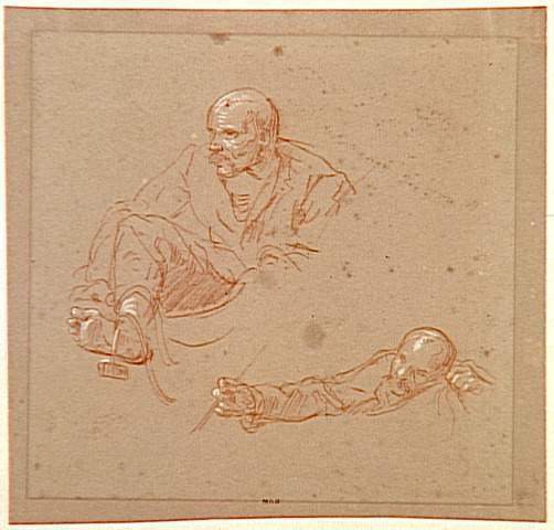 Américain assis et en buste