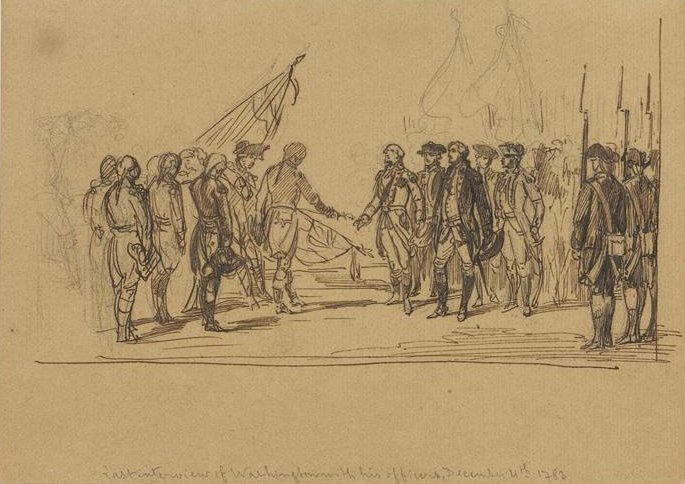 LE DERNIER ENTRETIEN DE WASHINGTON AVEC SES OFFICIERS D'ETAT-MAJOR. 4 DECEMBRE 1783