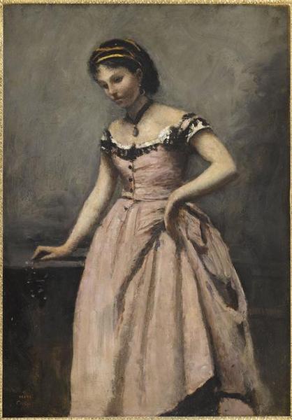 Jeune femme à la robe rose