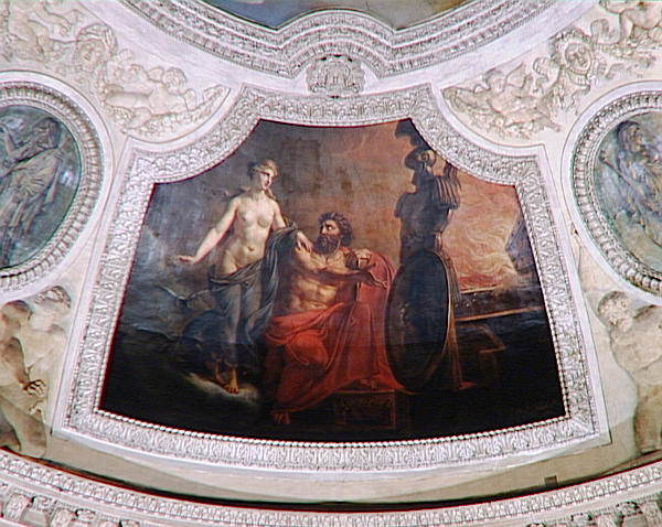 LE FEU.VENUS RECEVANT DES MAINS DE VULCAIN LES ARMES QU'IL A FORGEES POUR ENEE