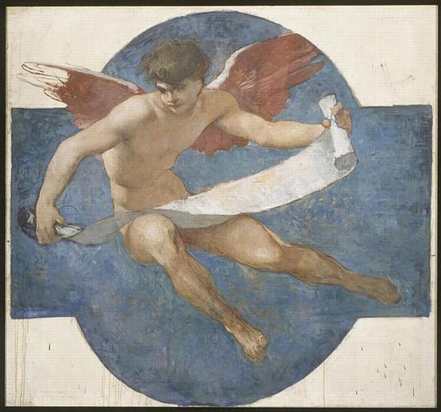 GENIE TENANT UNE BANDEROLE