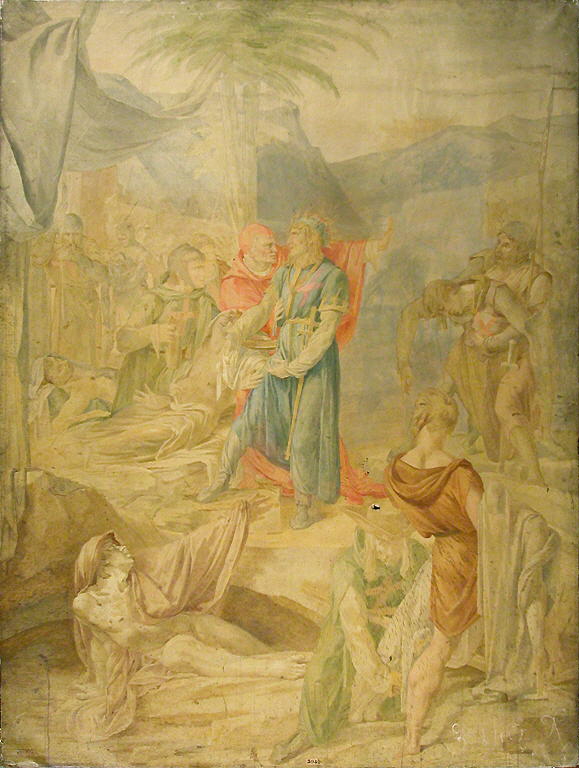 SAINT LOUIS, DANS SON CAMP, PANSANT LUI-MEME LES MILITAIRES ATTEINTS DE LA PESTE