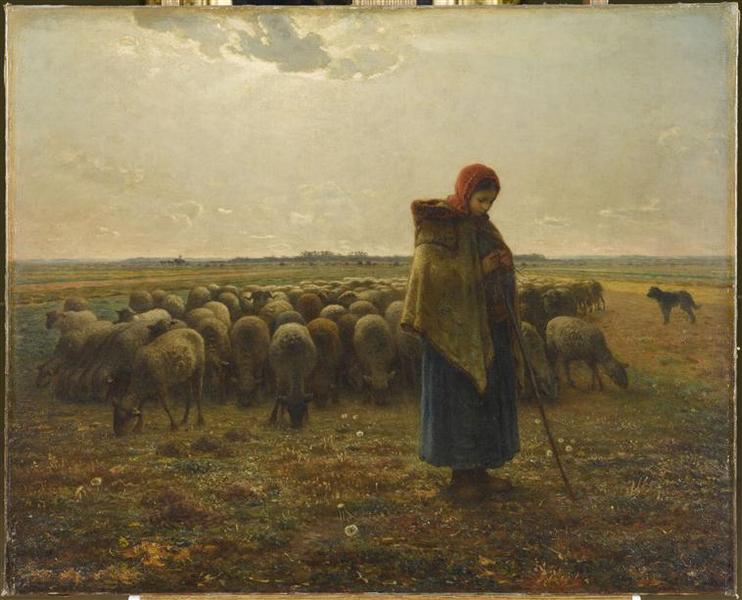 Bergère avec son troupeau ; Bergère gardant ses moutons ou la grande bergère (autre titre)