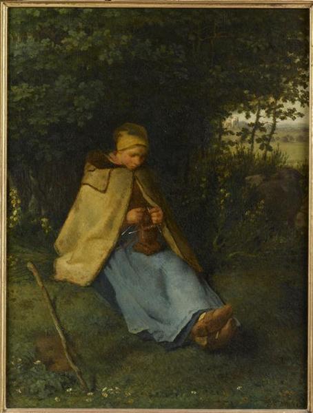 La tricoteuse dit aussi, Une bergère assise tricotant
