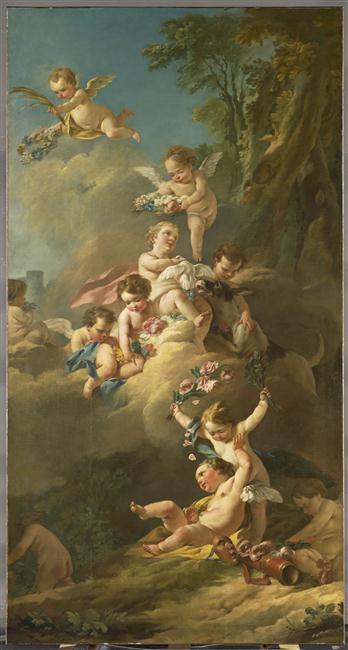 AMOURS JOUANT AVEC DES FLEURS