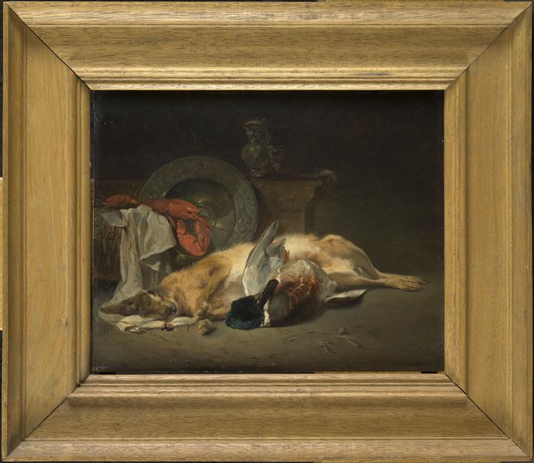 Nature morte : gibier et plat d'orfèvrerie