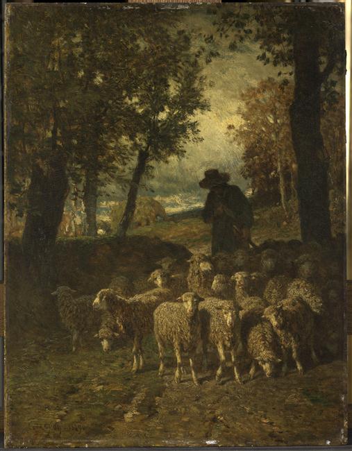 Berger ramenant son troupeau