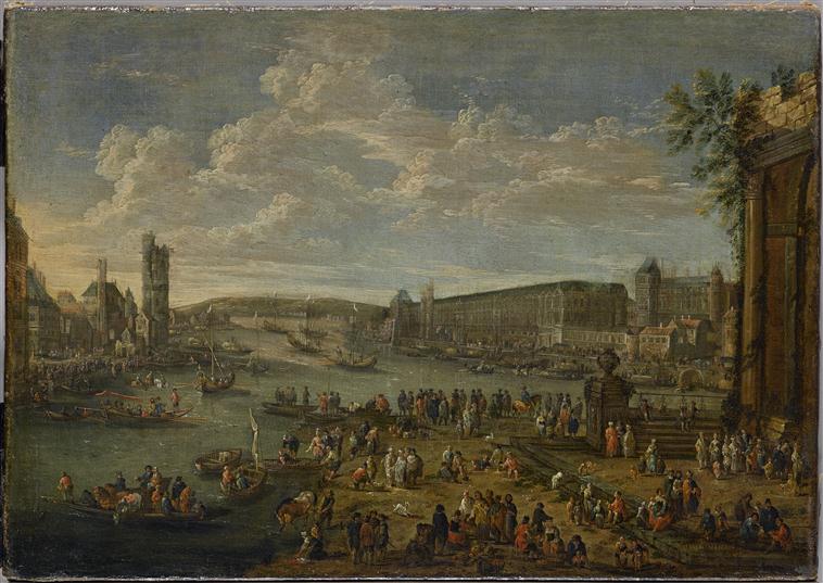VUE DU LOUVRE ET DE LA TOUR DE NESLE PRISE DE L'ILE DE LA CITE