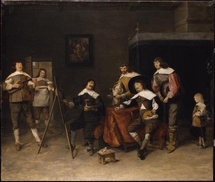 PEINTRE FAISANT UN PORTRAIT ; DIT AUTREFOIS L'ATELIER DE CRAESBACK