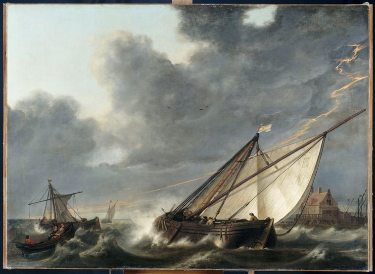 BATEAUX SUR L'ESTUAIRE DU HOLLANDS DIEP, PRIS DANS UN ORAGE