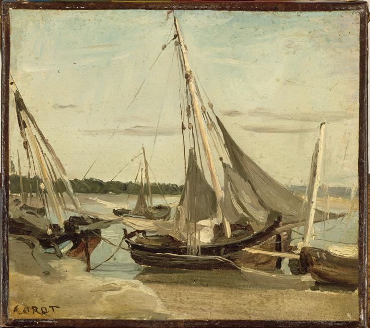 TROUVILLE. BATEAUX DE PECHE ECHOUES DANS LE CHENAL