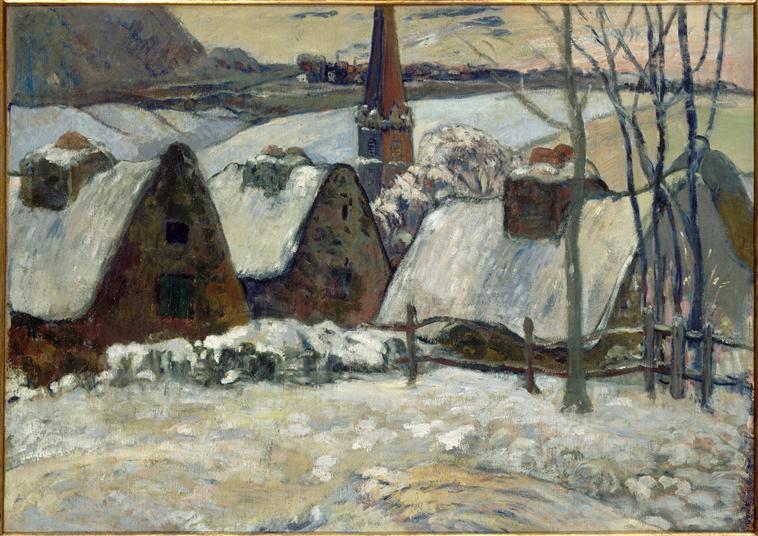 Village breton sous la neige