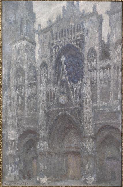 La cathédrale de Rouen ; le portail, temps gris ; harmonie grise