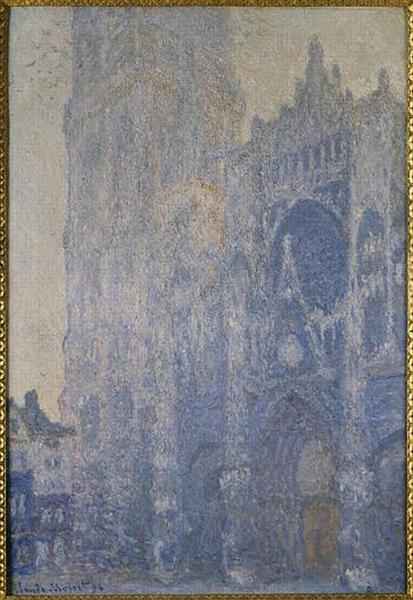 La cathédrale de Rouen ; le portail et la tour Saint Romain, effet du matin ; harmonie blanche