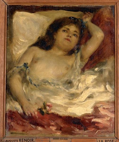 Femme demi-nue couchée : La rose