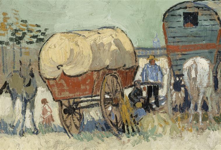 Les roulottes. Campement de bohémiens