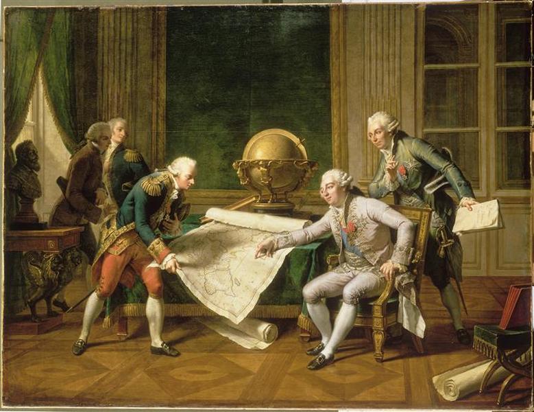 LOUIS XVI DONNANT DES INSTRUCTIONS A LA PEROUSE. 29 JUIN 1785