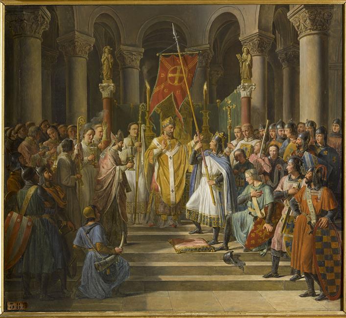 PHILIPPE AUGUSTE PREND L'ORIFLAMME A SAINT-DENIS. 24 JUIN 1190