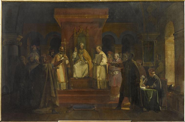 Reconnaissance officielle par le pape Honorius II de l'ordre du Temple au Concile de Troyes, en 1128