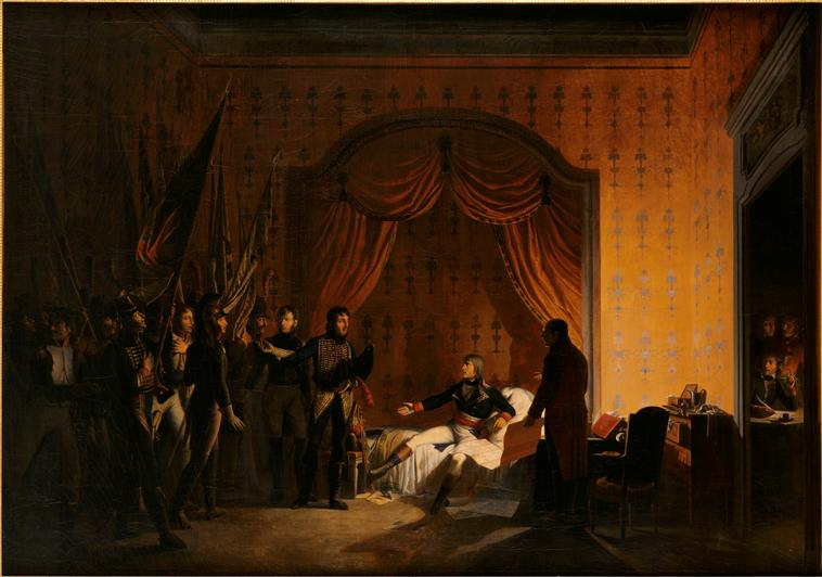 BONAPARTE RECOIT A MILLESIMO LES DRAPEAUX ENLEVES A L'ENNEMI. AVRIL 1796