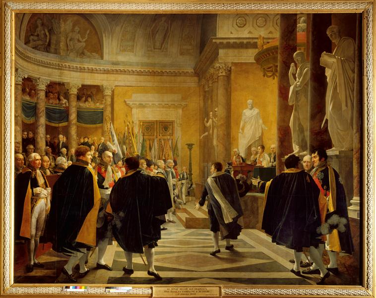 Le sénat français reçoit les drapeaux pris dans la campagne d'Autriche, 1er janvier 1806