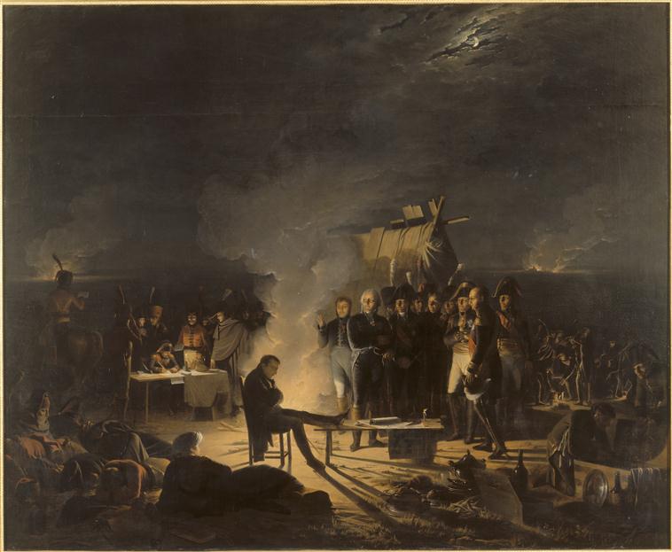 BIVOUAC DE NAPOLEON SUR LE CHAMP DE BATAILLE DE WAGRAM.NUIT DU 5 AU 6 JUILLET 1809