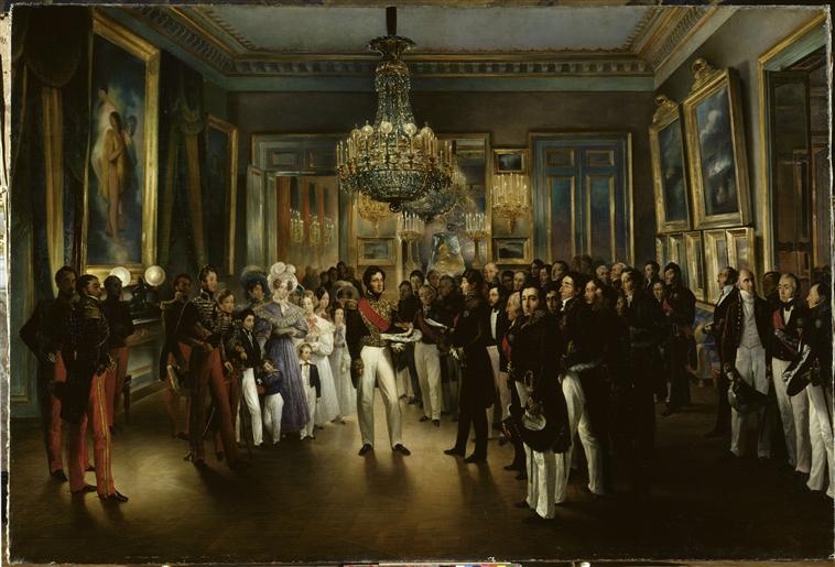 LE DUC D'ORLEANS RECOIT AU PALAIS-ROYAL LA CHAMBRE DES PAIRS. 7 AOUT 1830