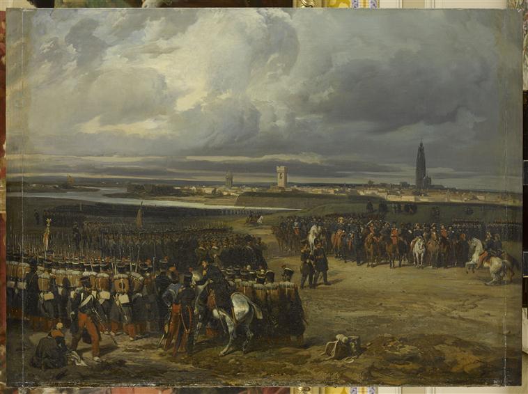 LA GARNISON HOLLANDAISE MET BAS LES ARMES DEVANT LES FRANCAIS A LA CITADELLE D'ANVERS. 24 DECEMBRE 1832