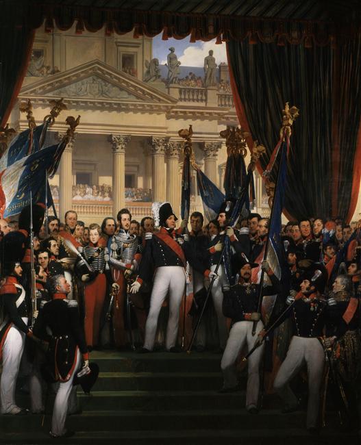 LE ROI DONNE LES DRAPEAUX A LA GARDE NATIONALE DE PARIS ET DE LA BANLIEUE. 29 AOUT 1830