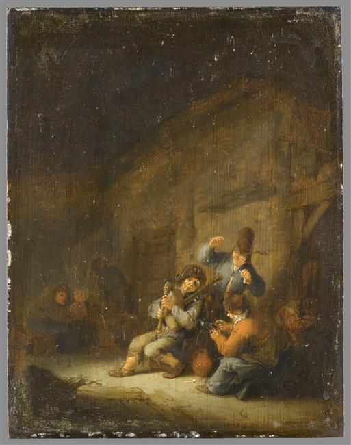 SCENE D'INTERIEUR AVEC JOUEUR DE CORNEMUSE