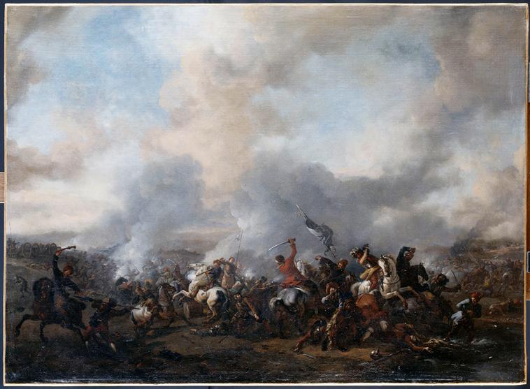 HALTE DE MILITAIRES FAISANT BOIRE LEURS CHEVAUX