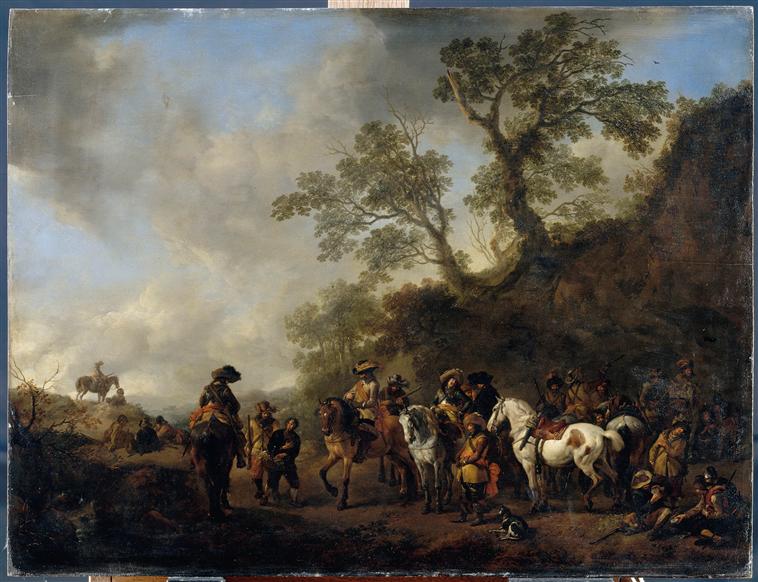 HALTE DE CAVALIERS MILITAIRES