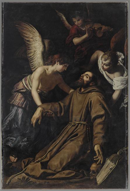 SAINT FRANCOIS D'ASSISE RECONFORTE PAR LES ANGES APRES SA STIGMATISATION