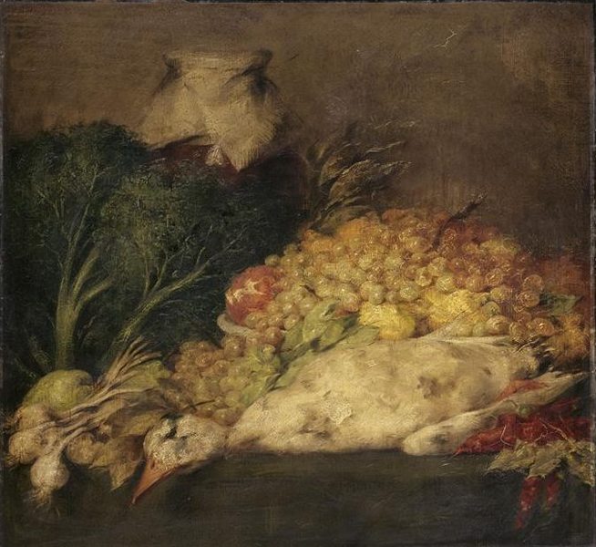 Canard et légumes, dit aussi Oie déplumée, légumes et fruits
