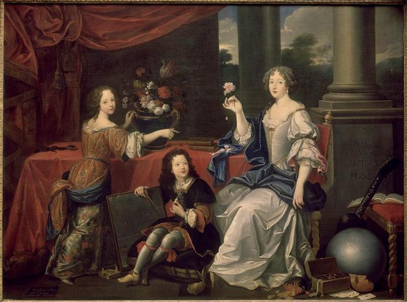 Louise-Françoise de la Baume le Blanc, duchesse de la Vallière, entourée de ses deux enfants : mademoiselle de Blois et le comte de Vermandois