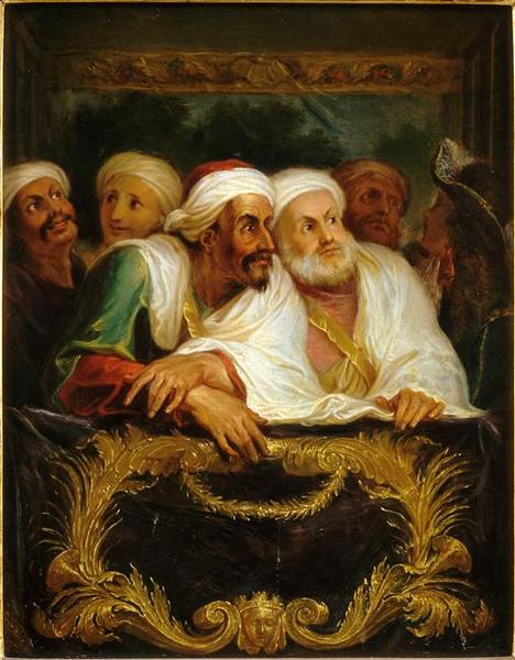 L'AMBASSADEUR DU MAROC ET SA SUITE A LA COMEDIE ITALIENNE A PARIS.FEVRIER 1682