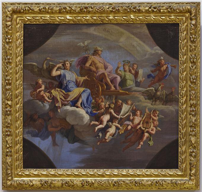 MERCURE SUR SON CHAR TIRE PAR DEUX COQS