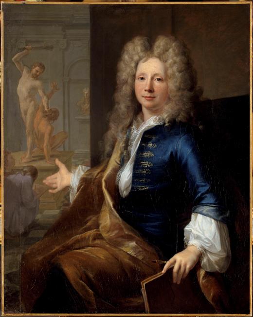 Portrait de Louis de Boullogne le jeune, peintre (1654-1733), devant une séance de pose d'après le modèle vivant à l'Académie Royale de Peinture