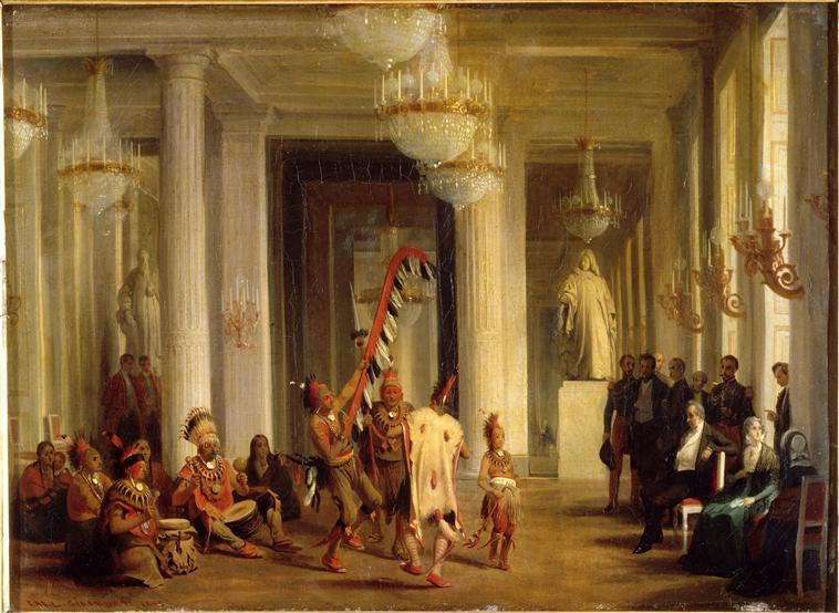 Louis-Philippe assistant dans un salon des Tuileries à la danse d'indiens hovas. 21 avril 1845