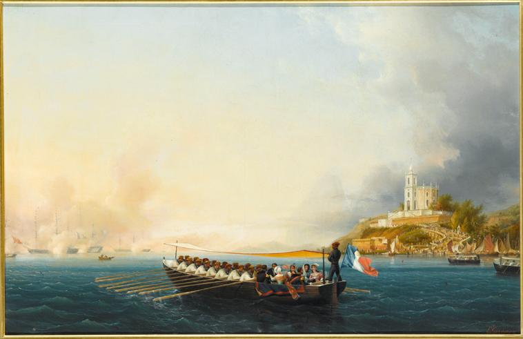 LE PRINCE ET LA PRINCESSE DE JOINVILLE QUITTANT RIO DE JANEIRO POUR S'EMBARQUER.MAI 1843