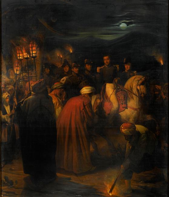 LE PRINCE DE JOINVILLE VISITE LE VILLAGE MARONITE D'HEDEN AU LIBAN.30 SEPTEMBRE 1836