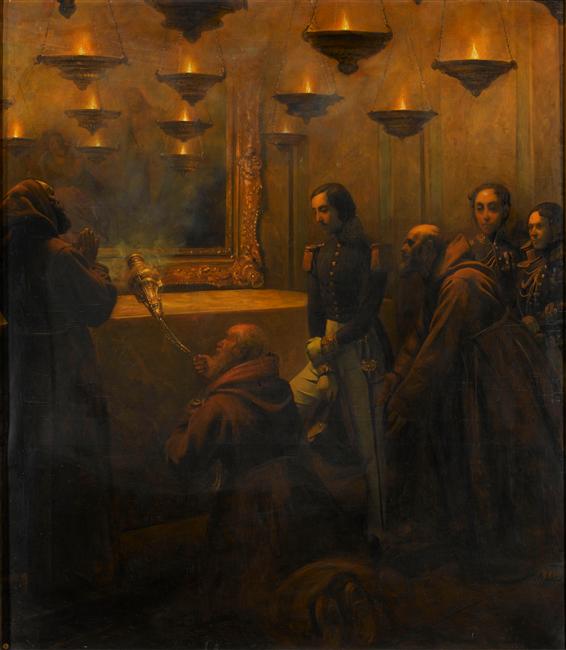 LE PRINCE DE JOINVILLE VISITE LE SAINT-SEPULCRE A JERUSALEM.7 OCTOBRE 1836