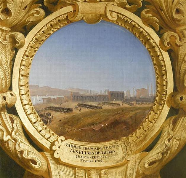 L'ARMEE FRANCAISE TRAVERSE LES RUINES DE THEBES.JANVIER 1799