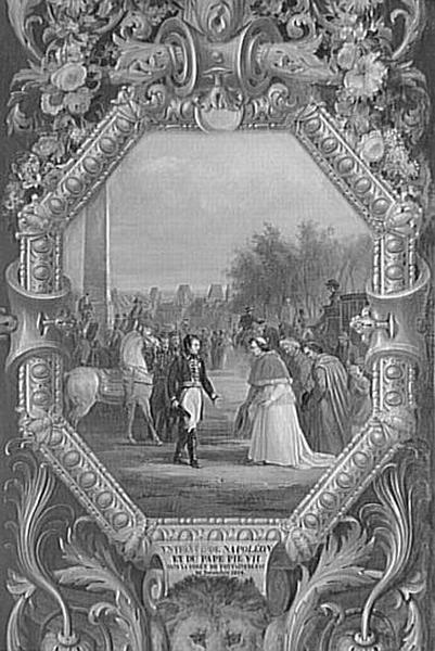 ENTREVUE DE NAPOLEON ET DE PIE VII DANS LA FORET DE FONTAINEBLEAU.26 NOVEMBRE 1804